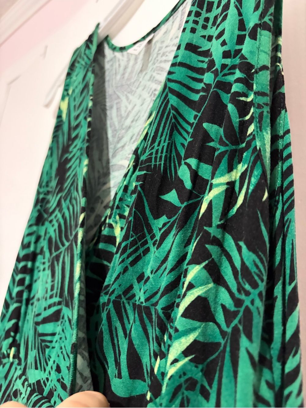 Sleeveless Green Tropical Print Wrap Maxi Dress - Picture 4 of 9